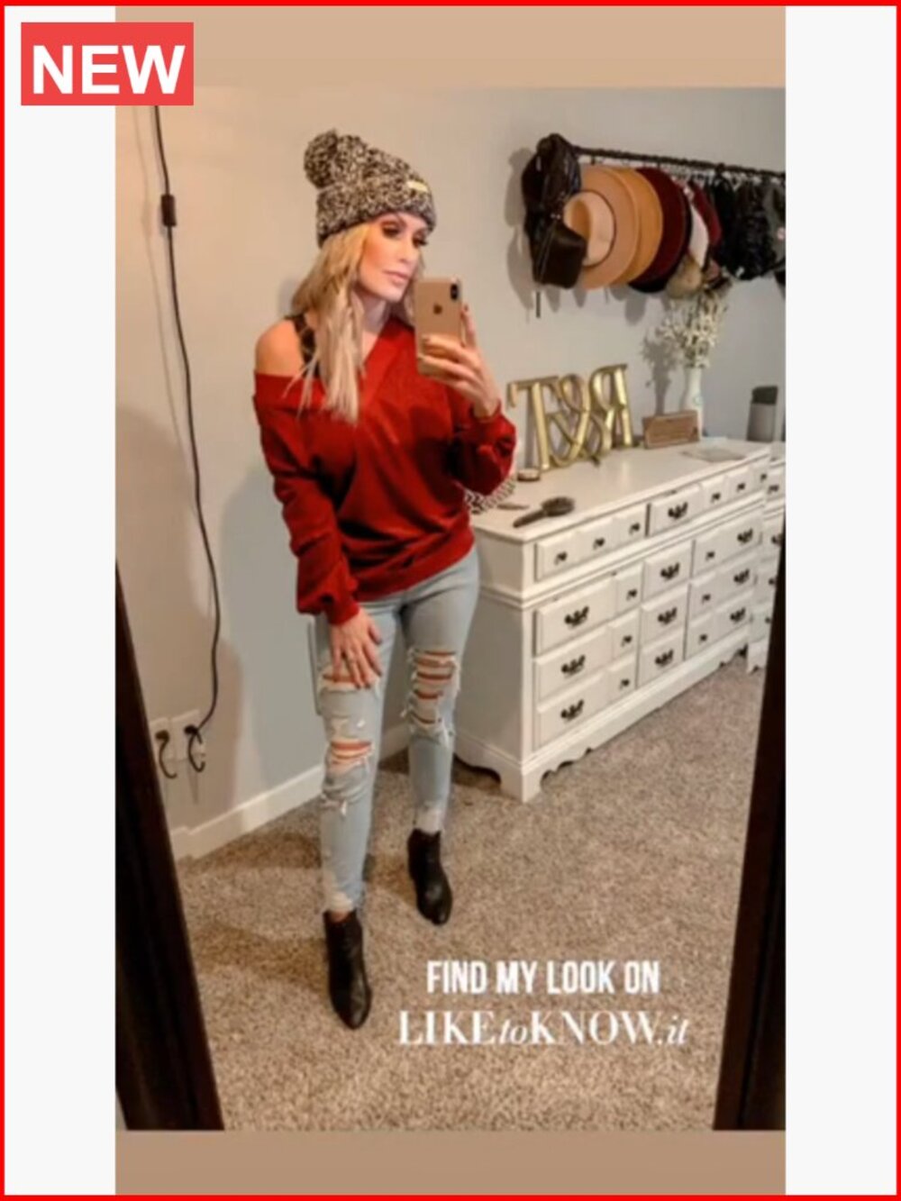 V Neck Long Sleeve Waffle Knit Off Shoulder Oversized Pullover Sweater - Picture 6 of 7